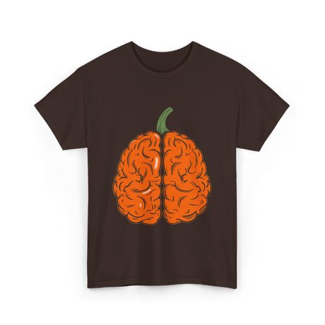 Pumpkin Brain Halloween Brain T-Shirt - Dark Chocolate