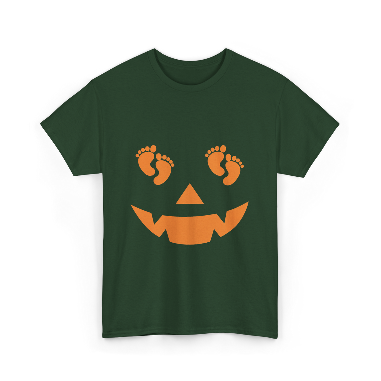 Pumpkin Smiley Halloween T-Shirt - Forest Green