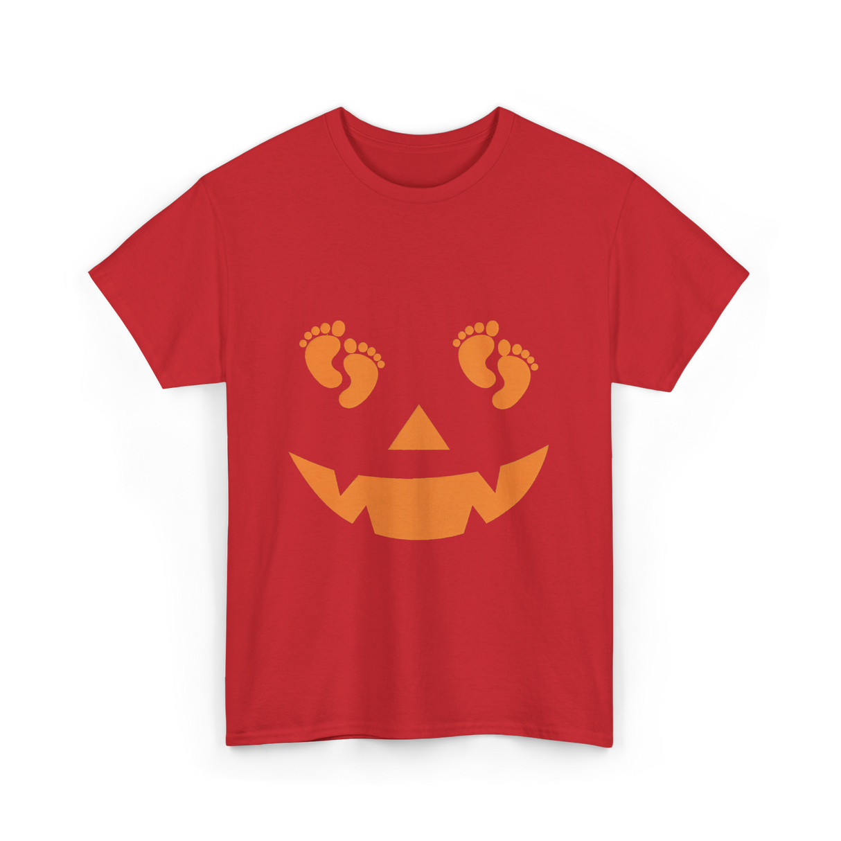Pumpkin Smiley Halloween T-Shirt - Red
