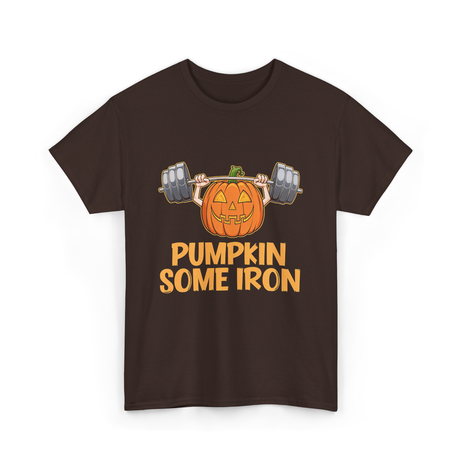 Pumpkin Some Iron Halloween Fitness T-Shirt - Dark Chocolate