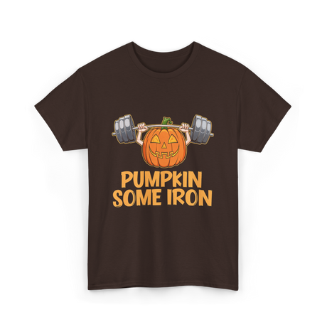 Pumpkin Some Iron Halloween Fitness T-Shirt - Dark Chocolate