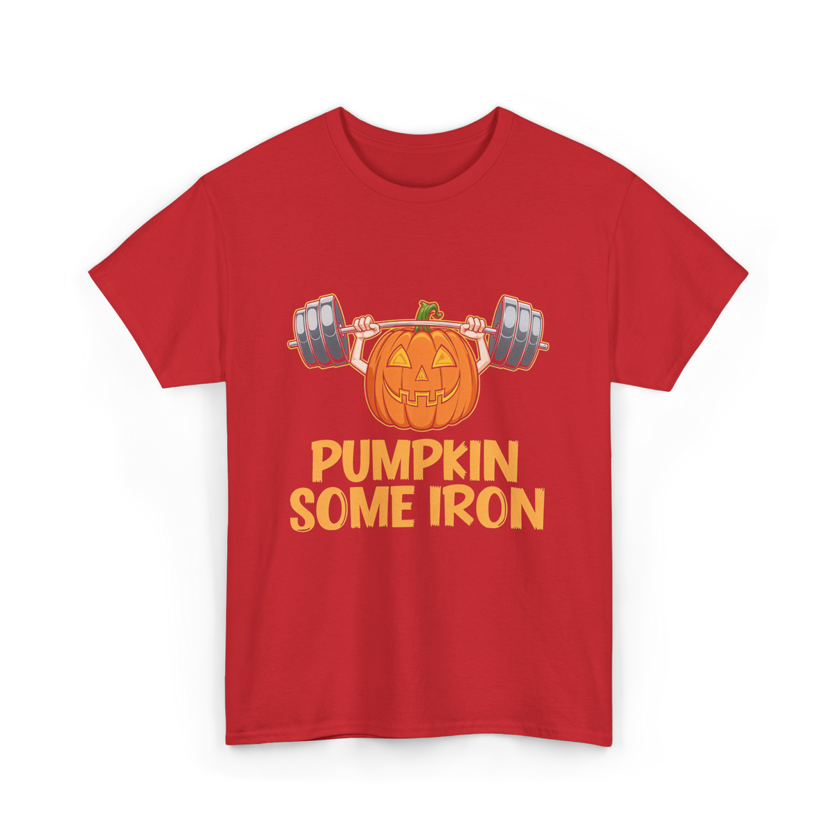 Pumpkin Some Iron Halloween Fitness T-Shirt - Red