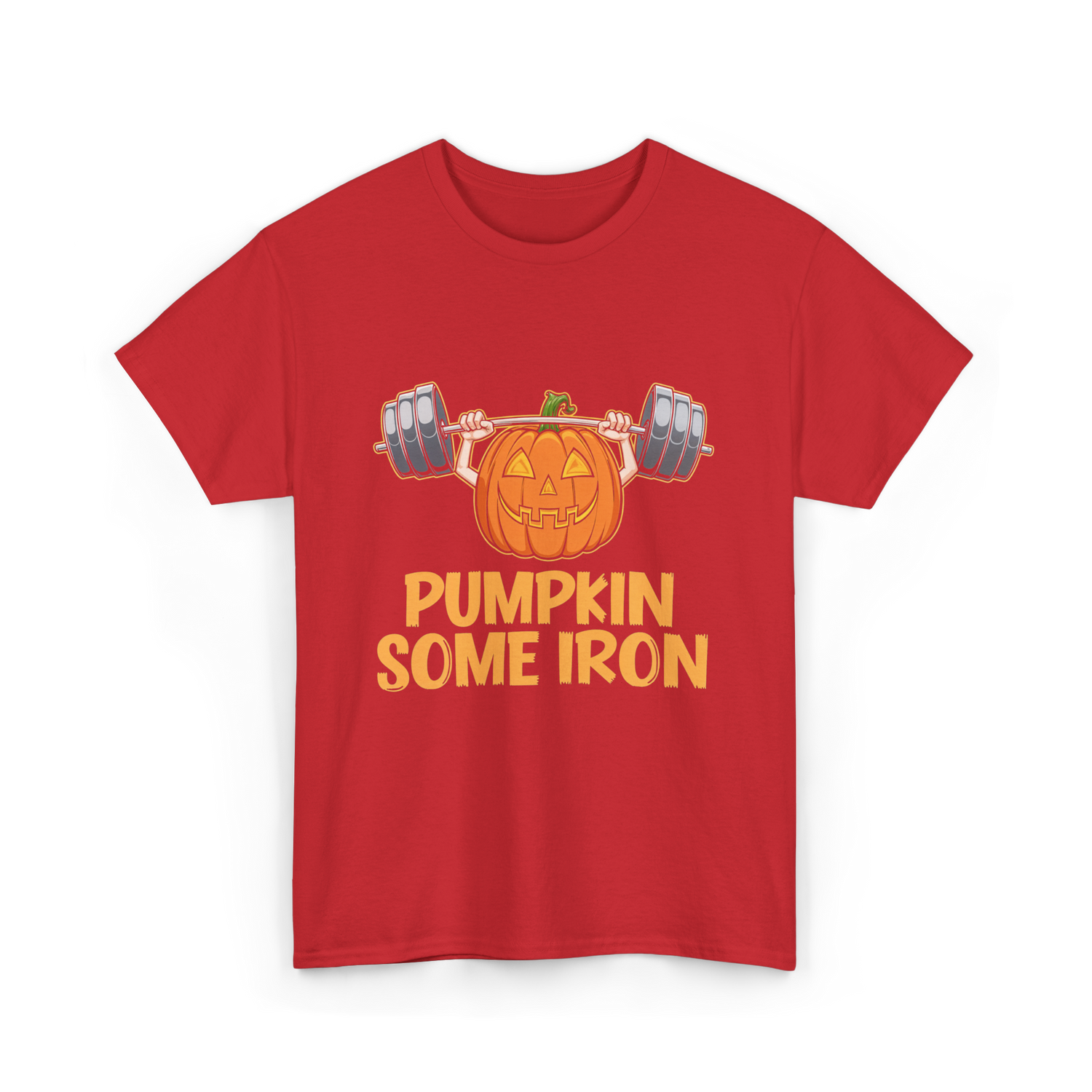 Pumpkin Some Iron Halloween Fitness T-Shirt - Red