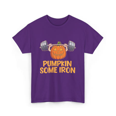 Pumpkin Some Iron Halloween Fitness T-Shirt - Purple