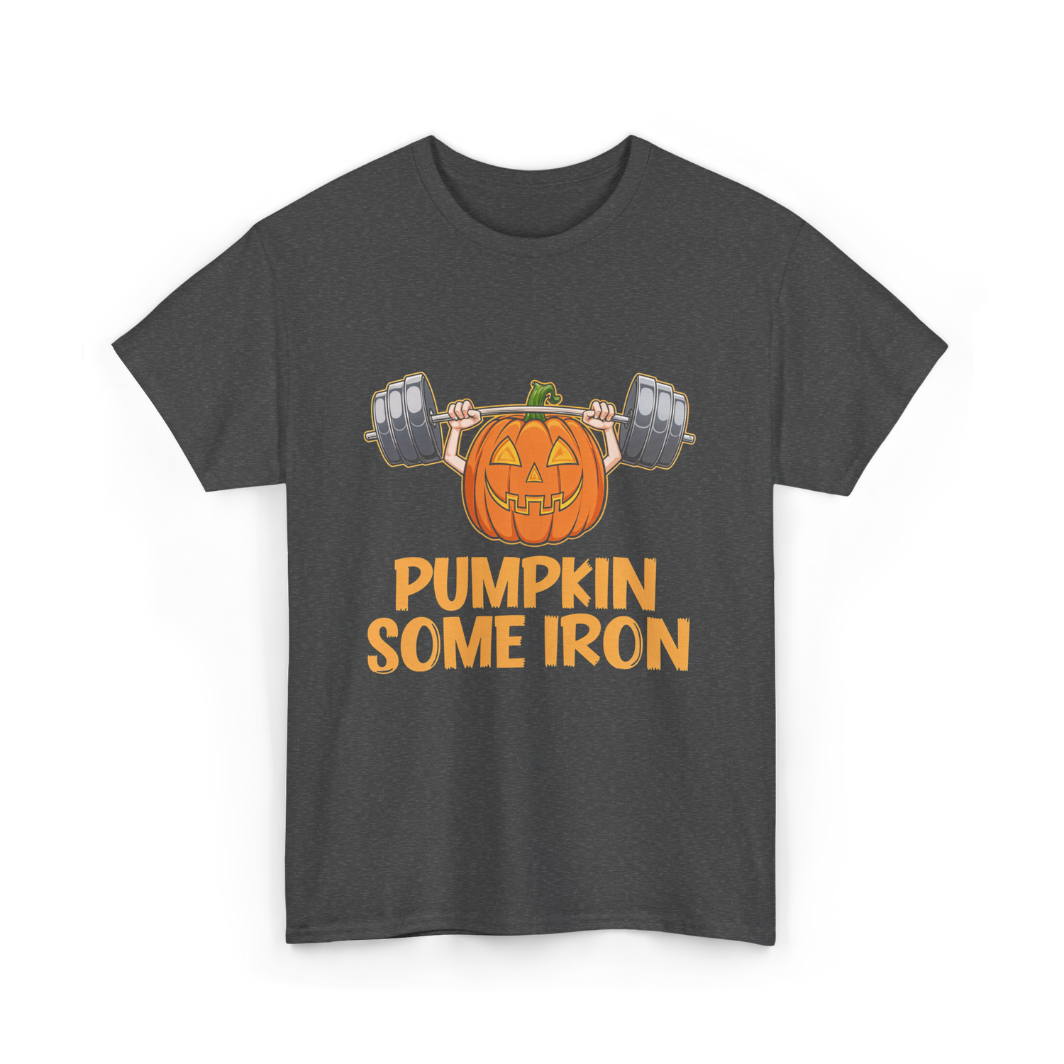Pumpkin Some Iron Halloween Fitness T-Shirt - Dark Heather