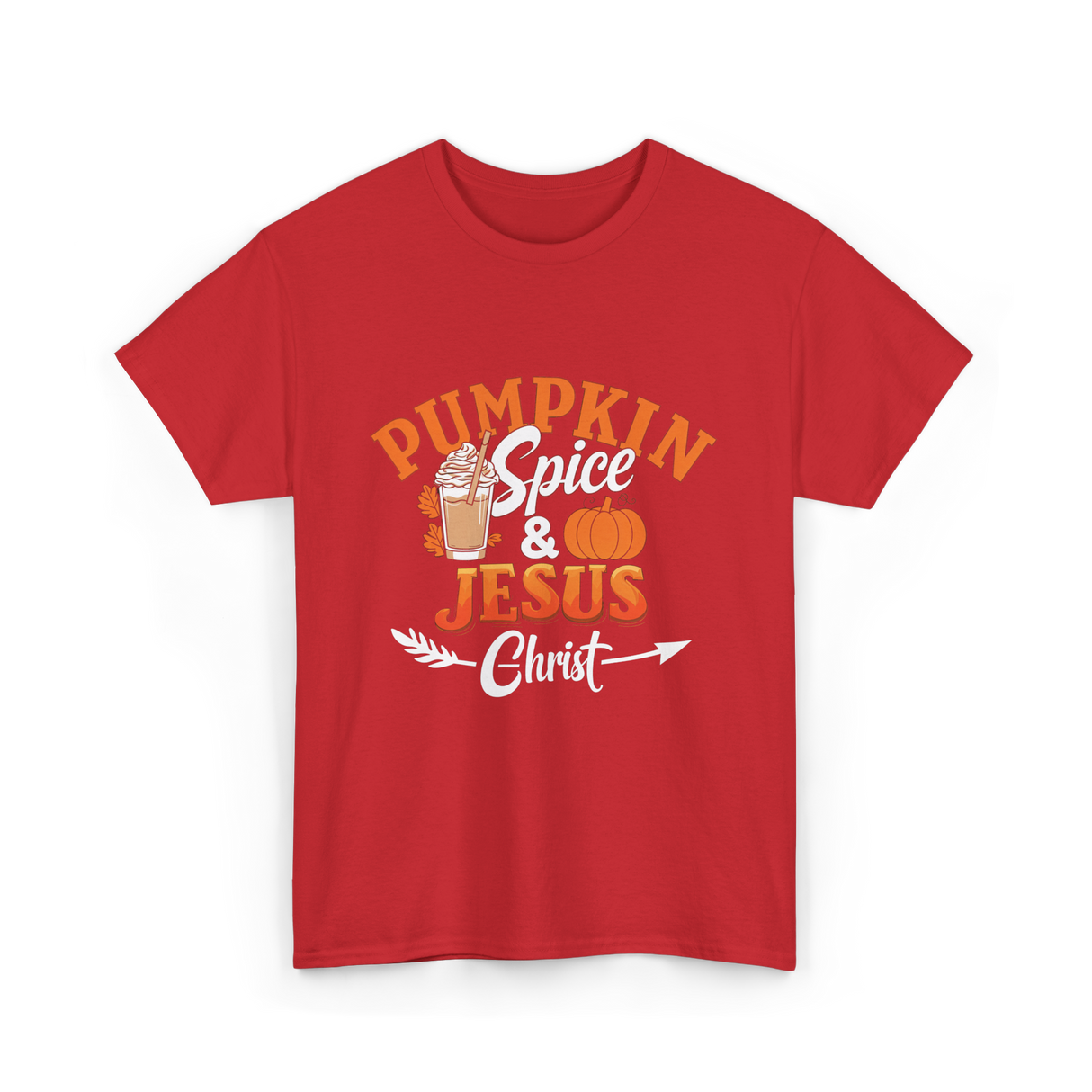 Pumpkin Spice Jesus Fall T-Shirt - Red