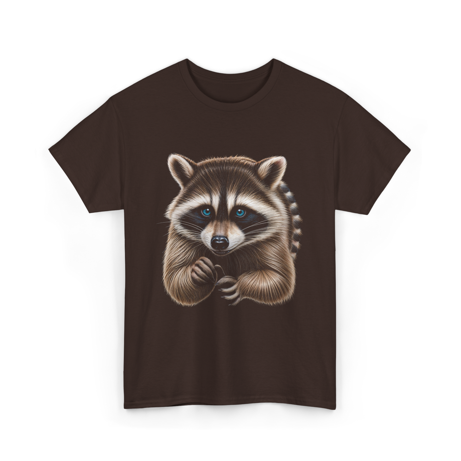 Raccoon Art Animal Print T-Shirt - Dark Chocolate