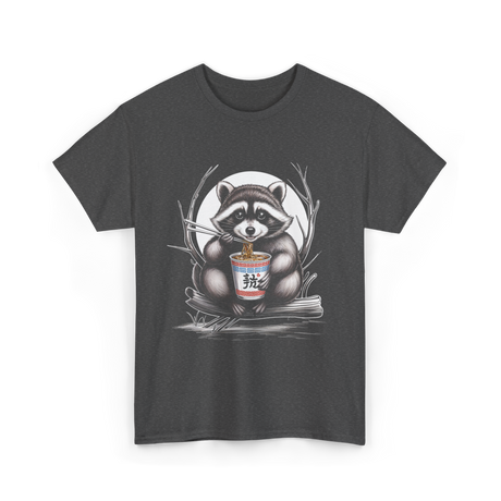 Raccoon Eating Noodles Raccoon T-Shirt - Dark Heather