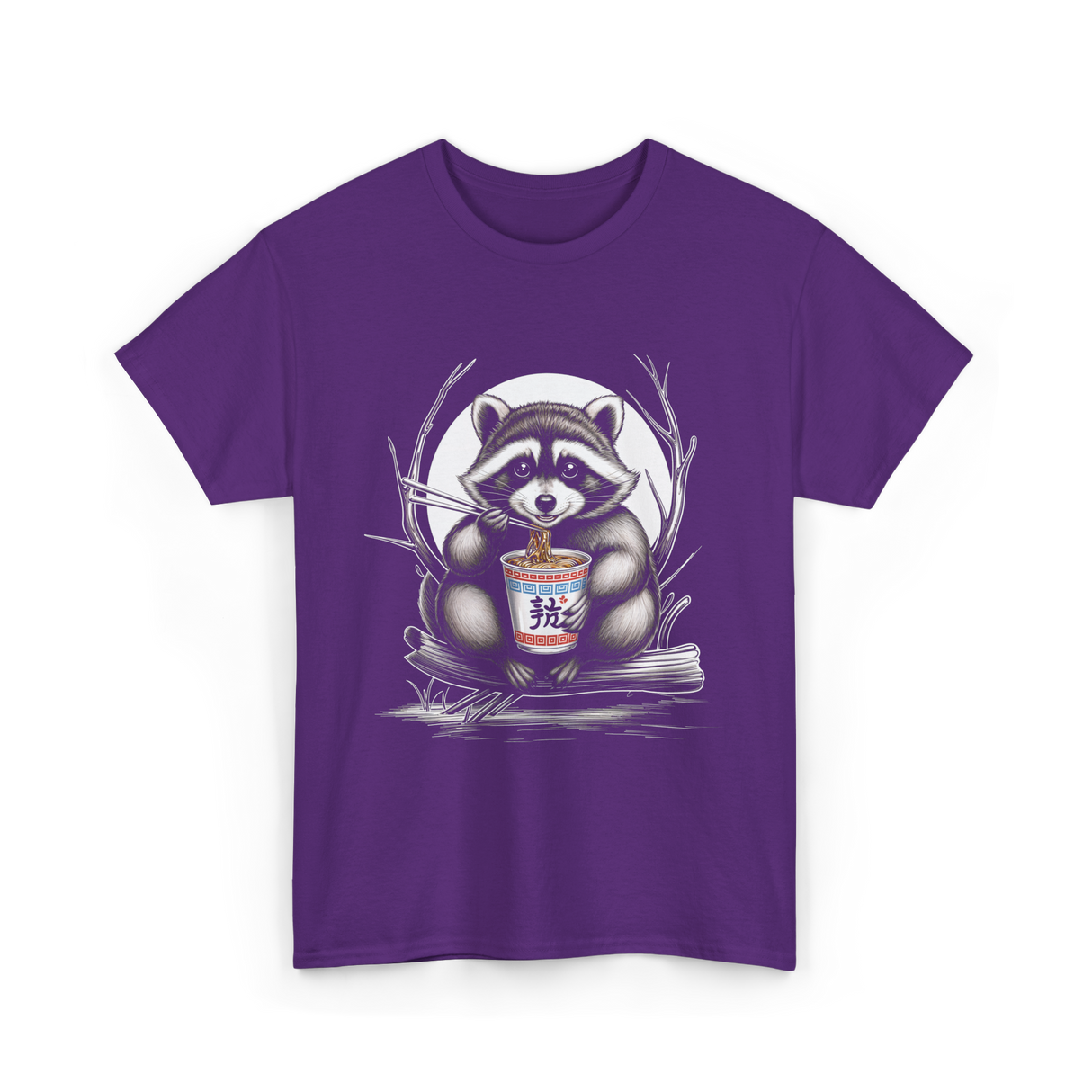 Raccoon Eating Noodles Raccoon T-Shirt - Purple