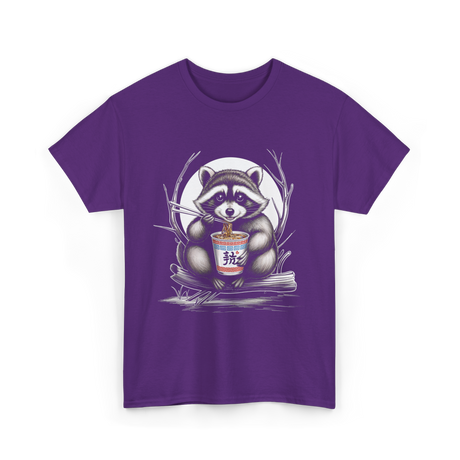 Raccoon Eating Noodles Raccoon T-Shirt - Purple