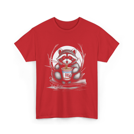 Raccoon Eating Noodles Raccoon T-Shirt - Red