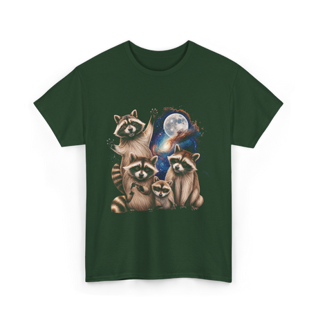 Raccoon Family Space Raccoons T-Shirt - Forest Green