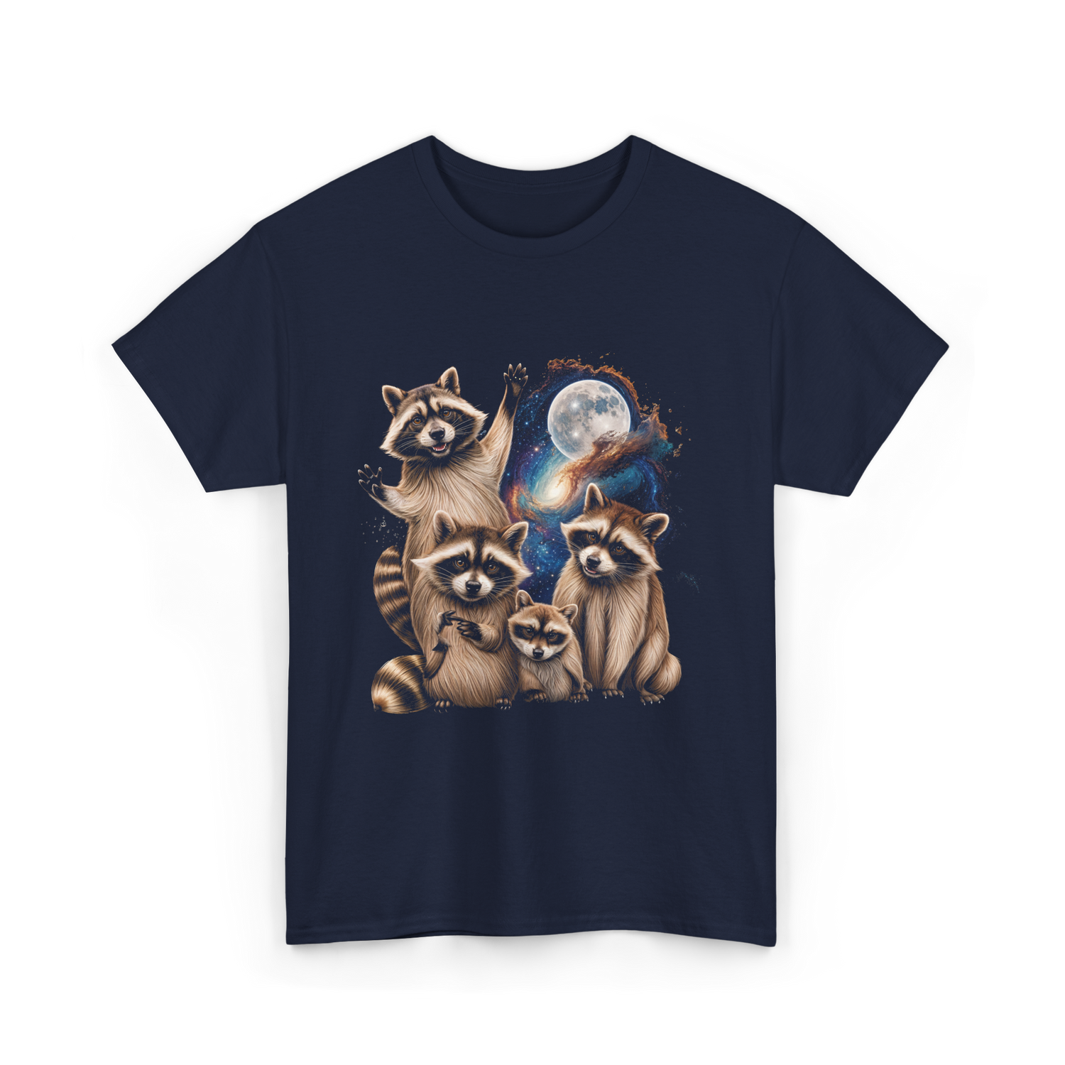 Raccoon Family Space Raccoons T-Shirt - Navy