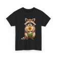 Raccoon Holding Sunflower Raccoons T-Shirt - Black