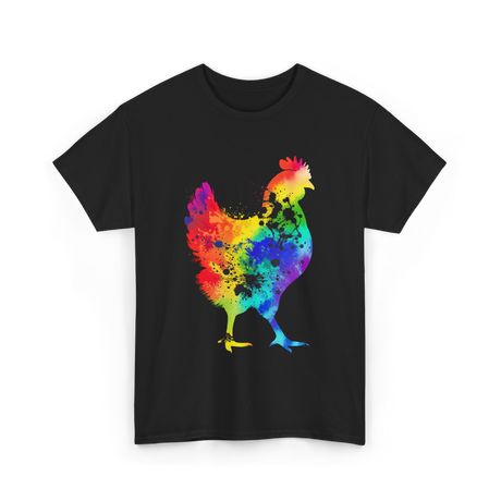 Rainbow Chicken Poultry Farmer T-Shirt - Black