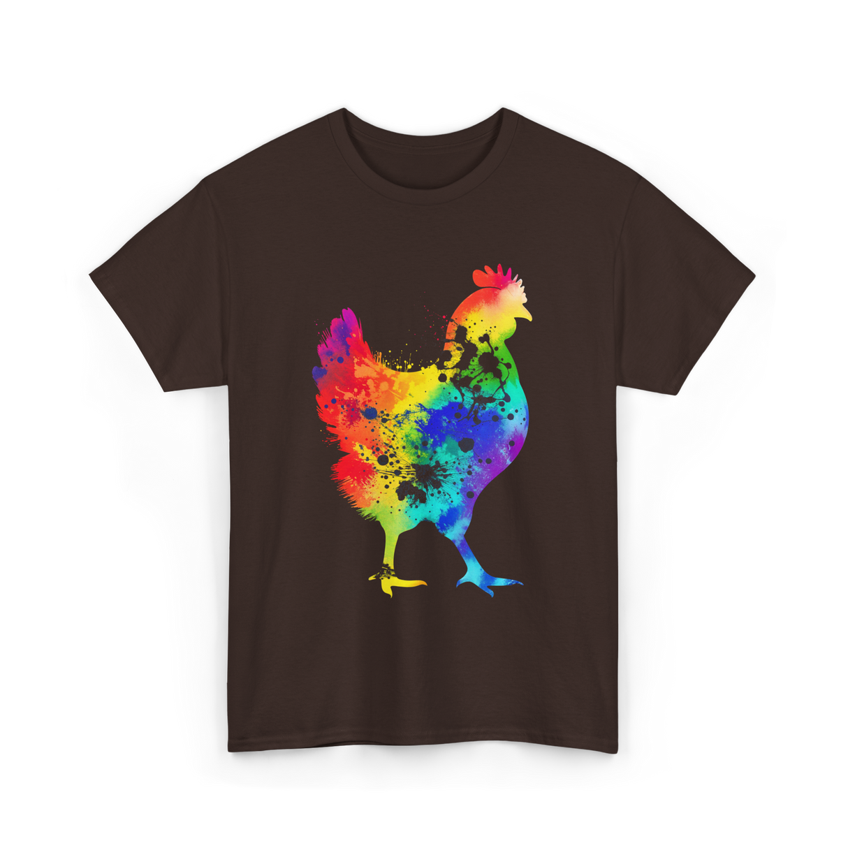 Rainbow Chicken Poultry Farmer T-Shirt - Dark Chocolate