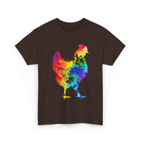 Rainbow Chicken Poultry Farmer T-Shirt - Dark Chocolate