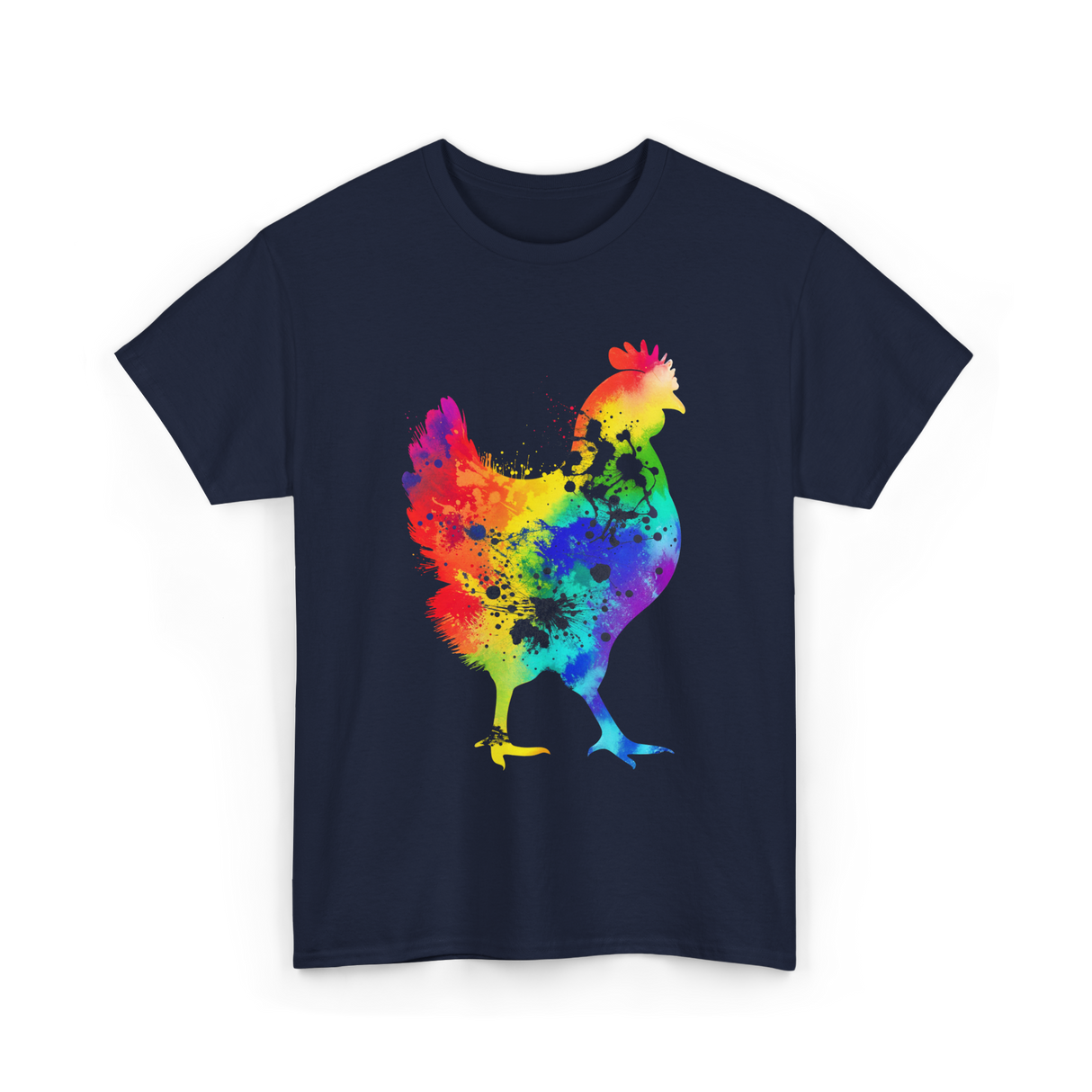 Rainbow Chicken Poultry Farmer T-Shirt - Navy