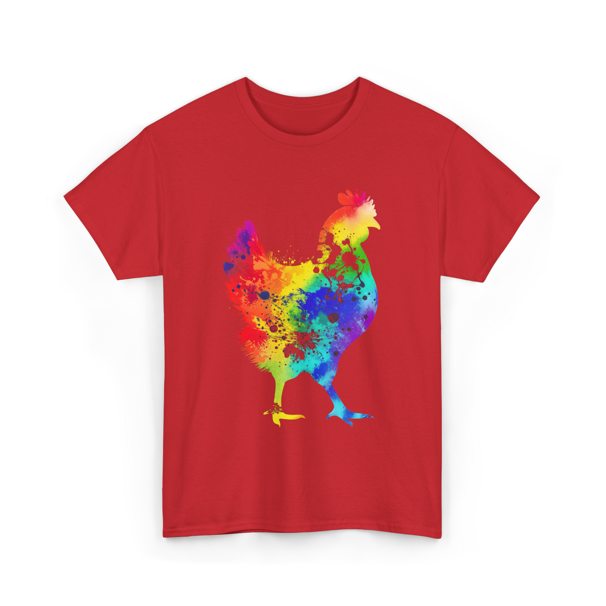 Rainbow Chicken Poultry Farmer T-Shirt - Red