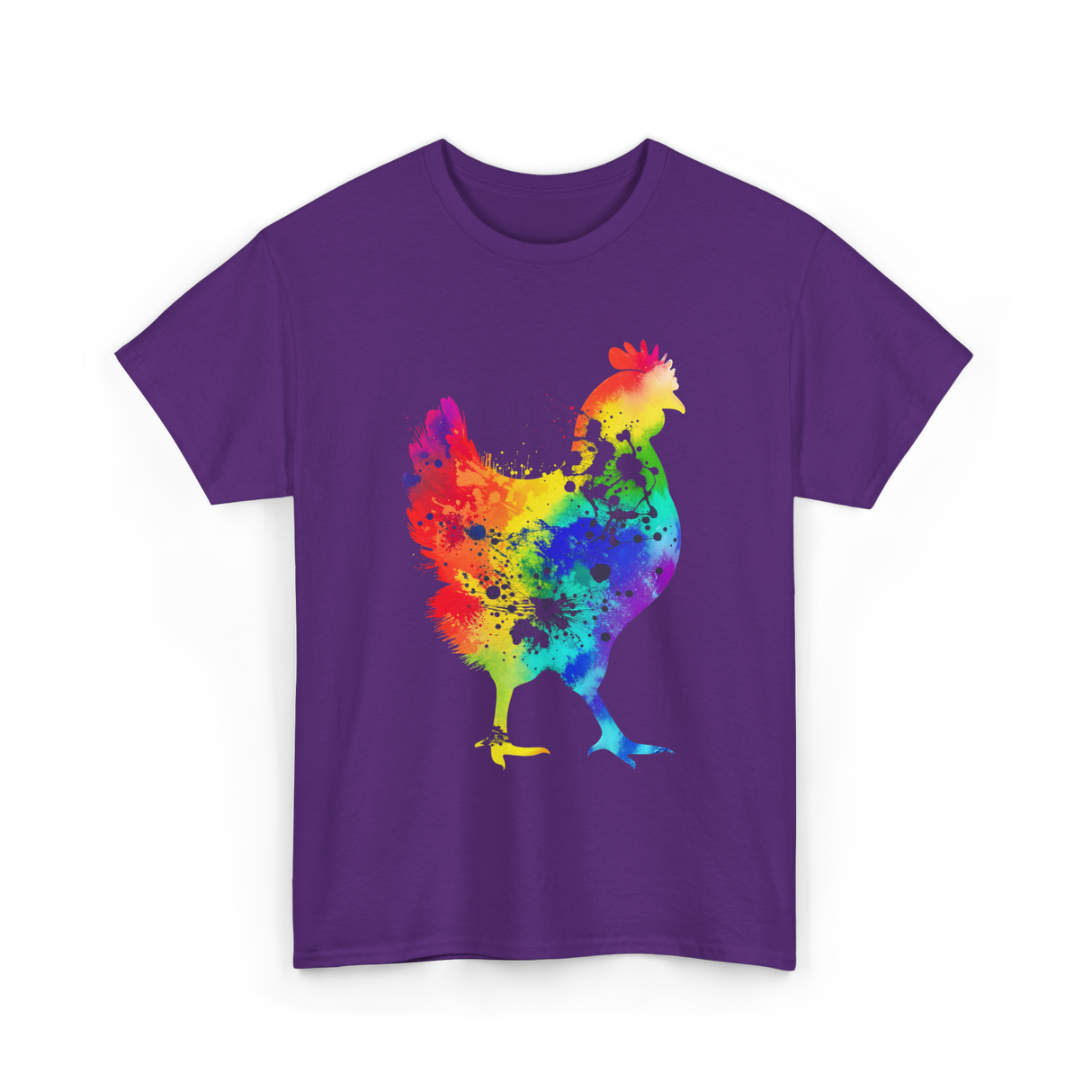 Rainbow Chicken Poultry Farmer T-Shirt - Purple