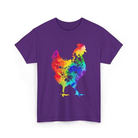 Rainbow Chicken Poultry Farmer T-Shirt - Purple