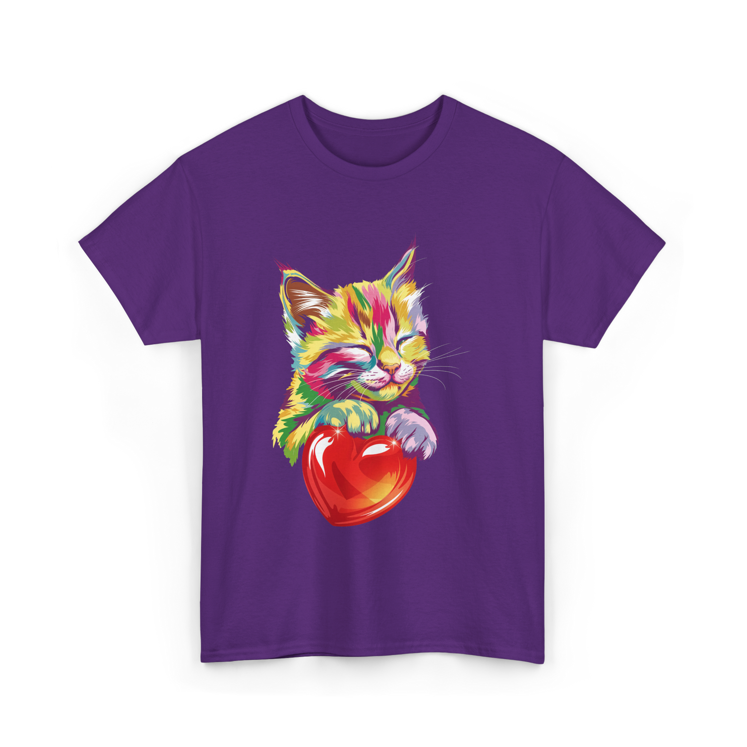Rainbow Cute Cat Love Kitty T-Shirt - Purple