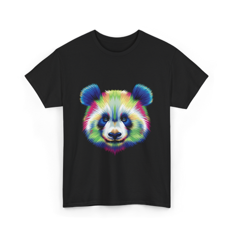 Rainbow Panda Head Panda T-Shirt - Black