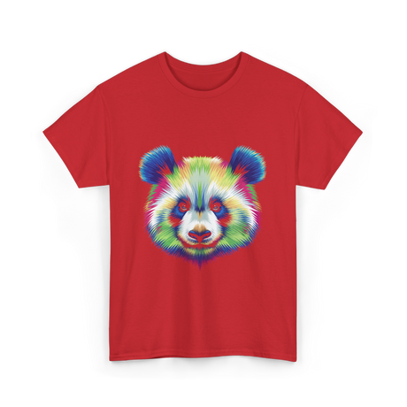 Rainbow Panda Head Panda T-Shirt - Red