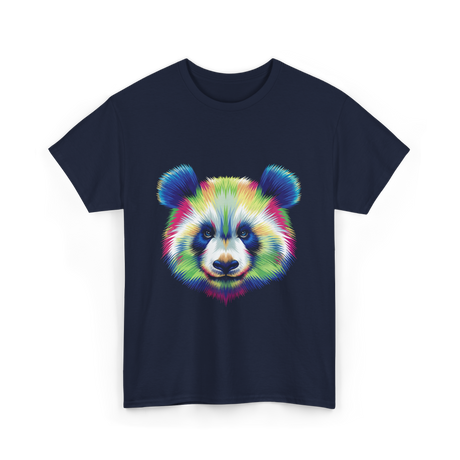 Rainbow Panda Head Panda T-Shirt - Navy