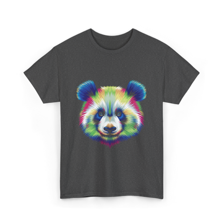 Rainbow Panda Head Panda T-Shirt - Dark Heather