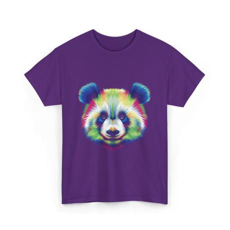Rainbow Panda Head Panda T-Shirt - Purple