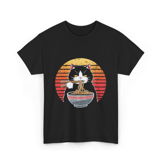 Ramen Cat Retro Noodles T-Shirt - Black
