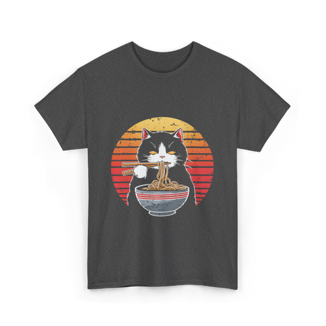 Ramen Cat Retro Noodles T-Shirt - Dark Heather