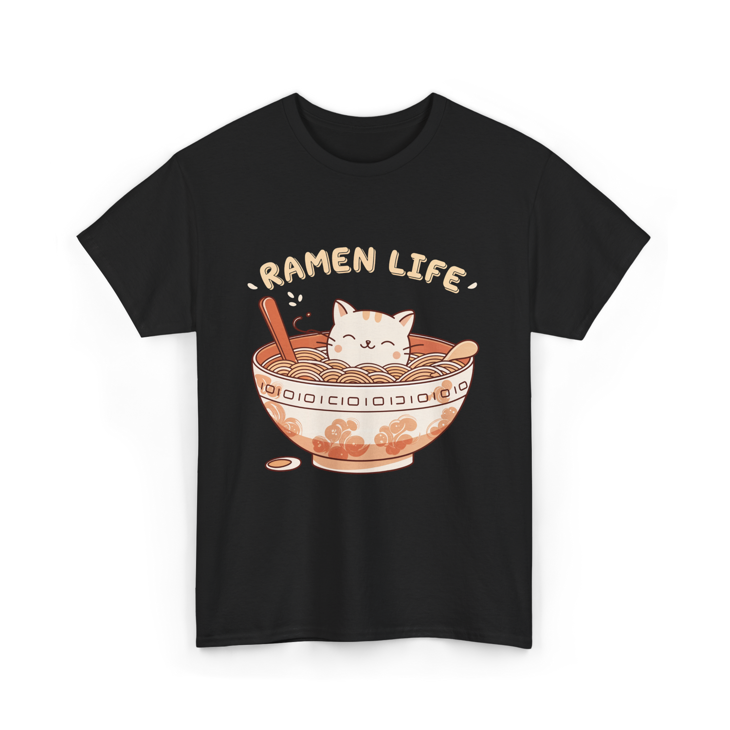 Ramen Life Cat Ramen T-Shirt - Black