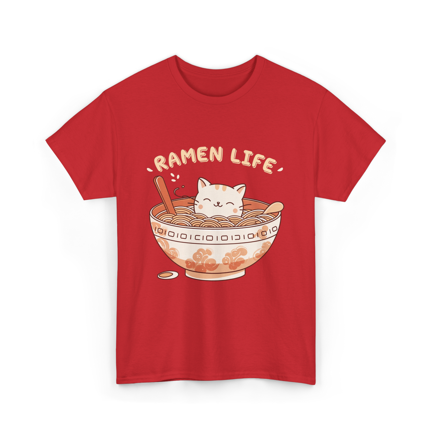 Ramen Life Cat Ramen T-Shirt - Red