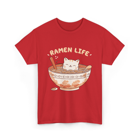 Ramen Life Cat Ramen T-Shirt - Red