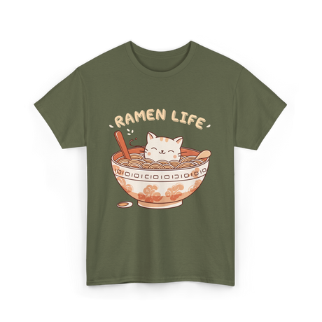 Ramen Life Cat Ramen T-Shirt - Military Green