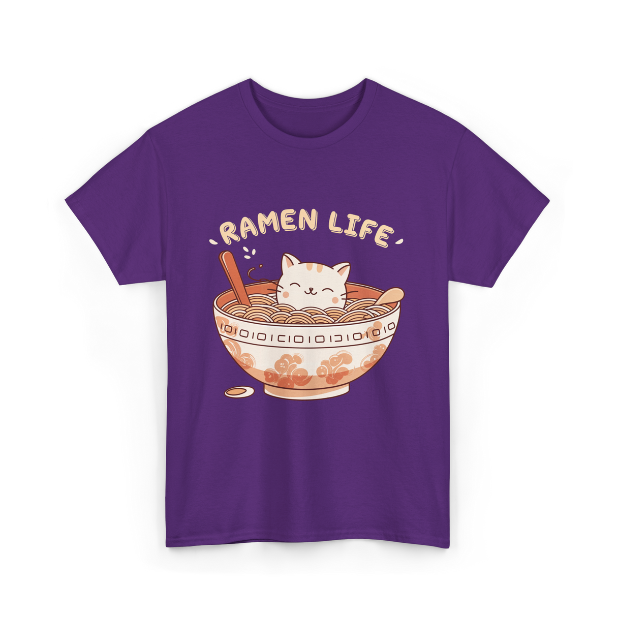 Ramen Life Cat Ramen T-Shirt - Purple