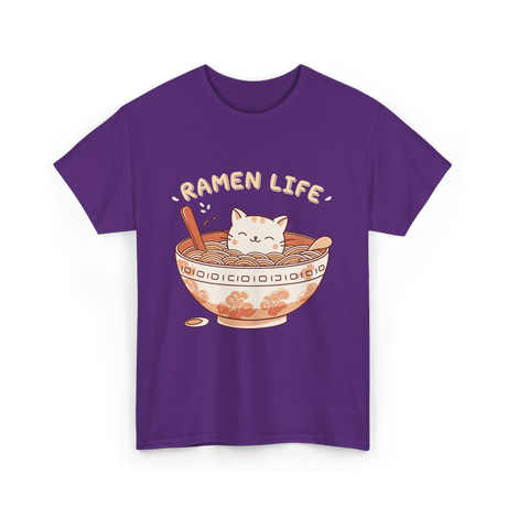 Ramen Life Cat Ramen T-Shirt - Purple