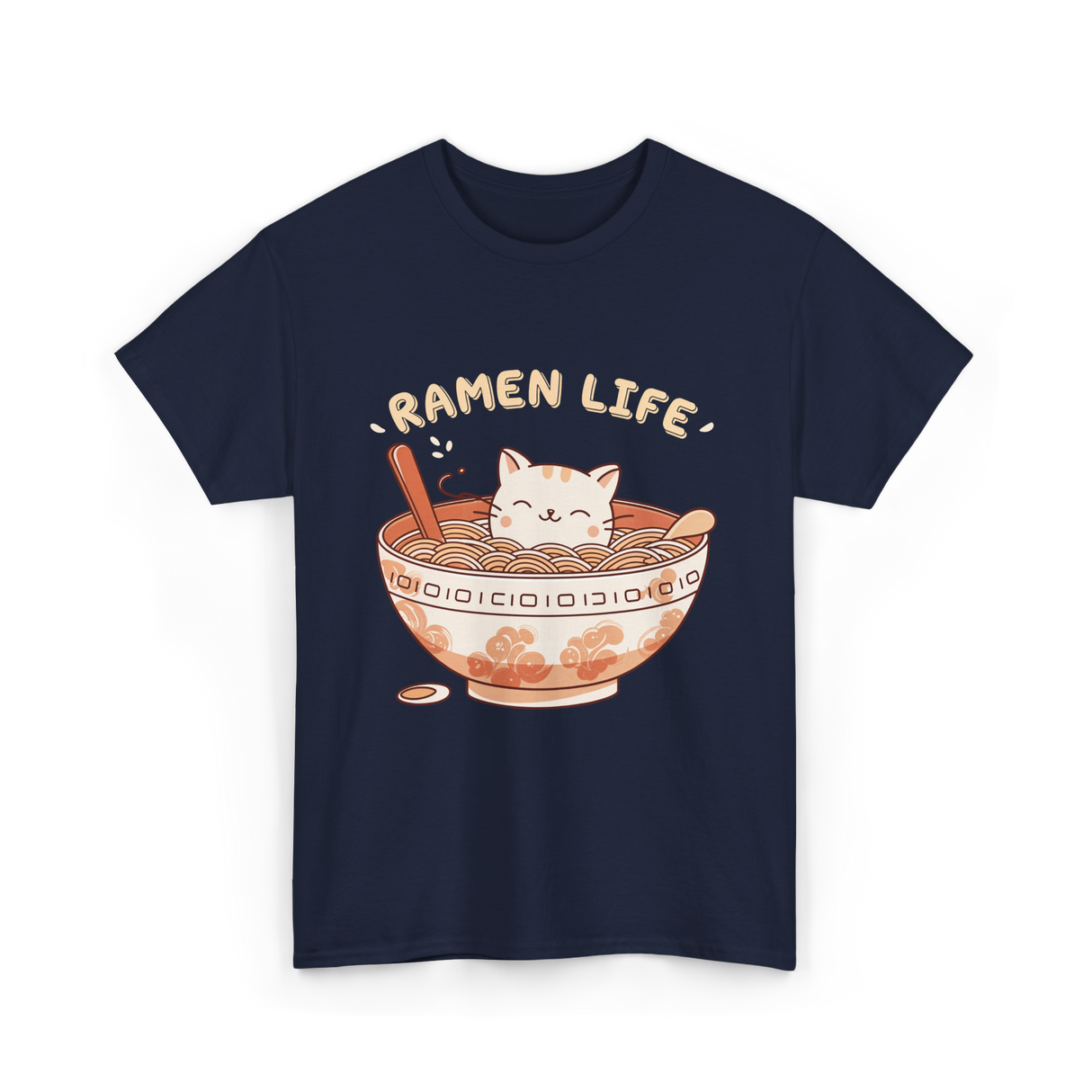 Ramen Life Cat Ramen T-Shirt - Navy