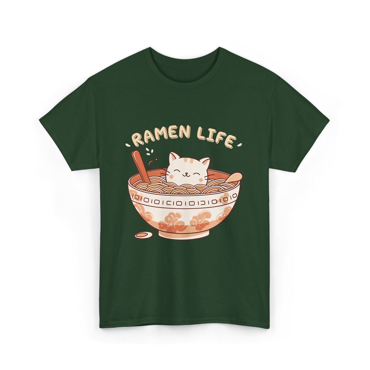 Ramen Life Cat Ramen T-Shirt - Forest Green