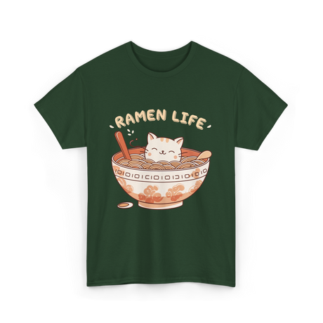 Ramen Life Cat Ramen T-Shirt - Forest Green
