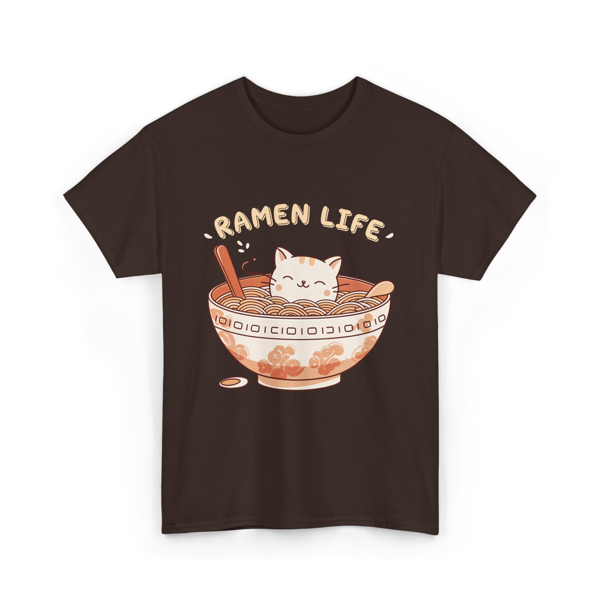 Ramen Life Cat Ramen T-Shirt - Dark Chocolate