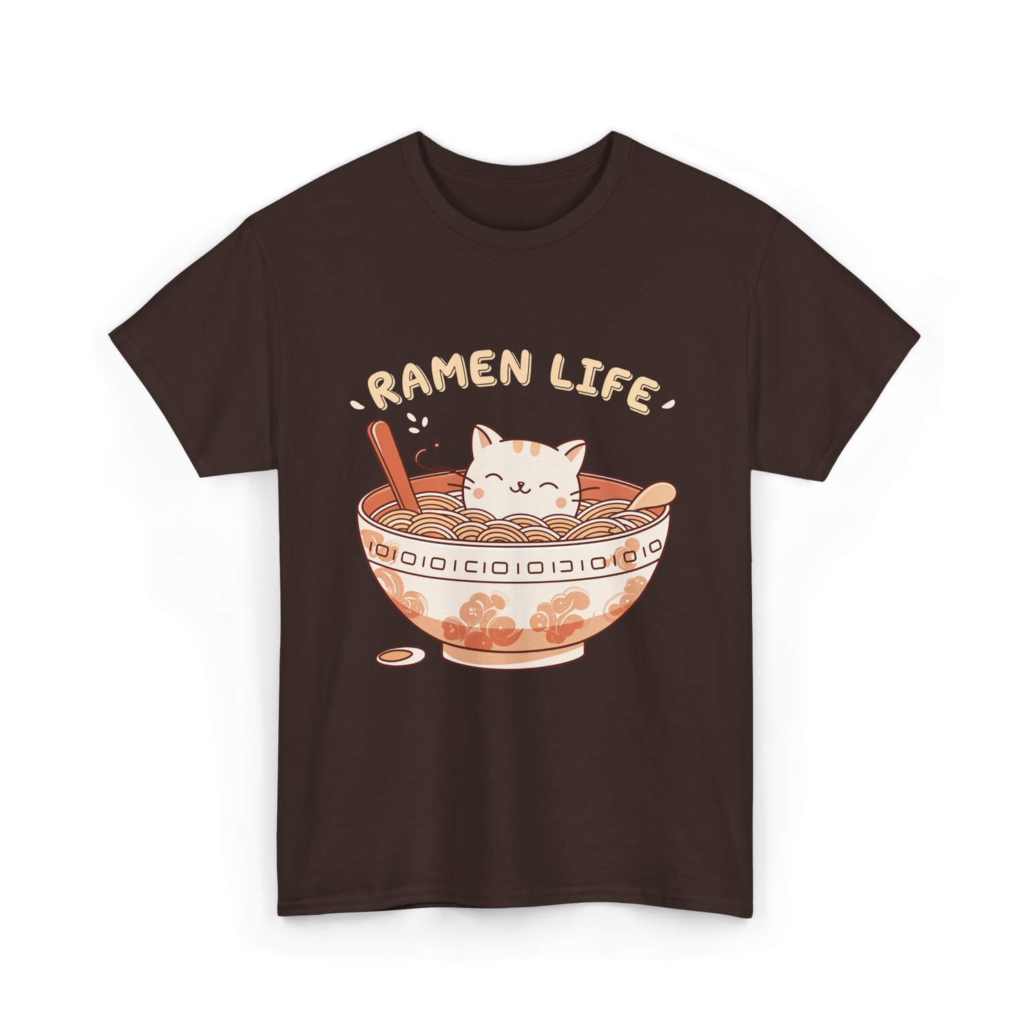 Ramen Life Cat Ramen T-Shirt - Dark Chocolate