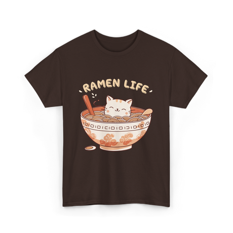 Ramen Life Cat Ramen T-Shirt - Dark Chocolate