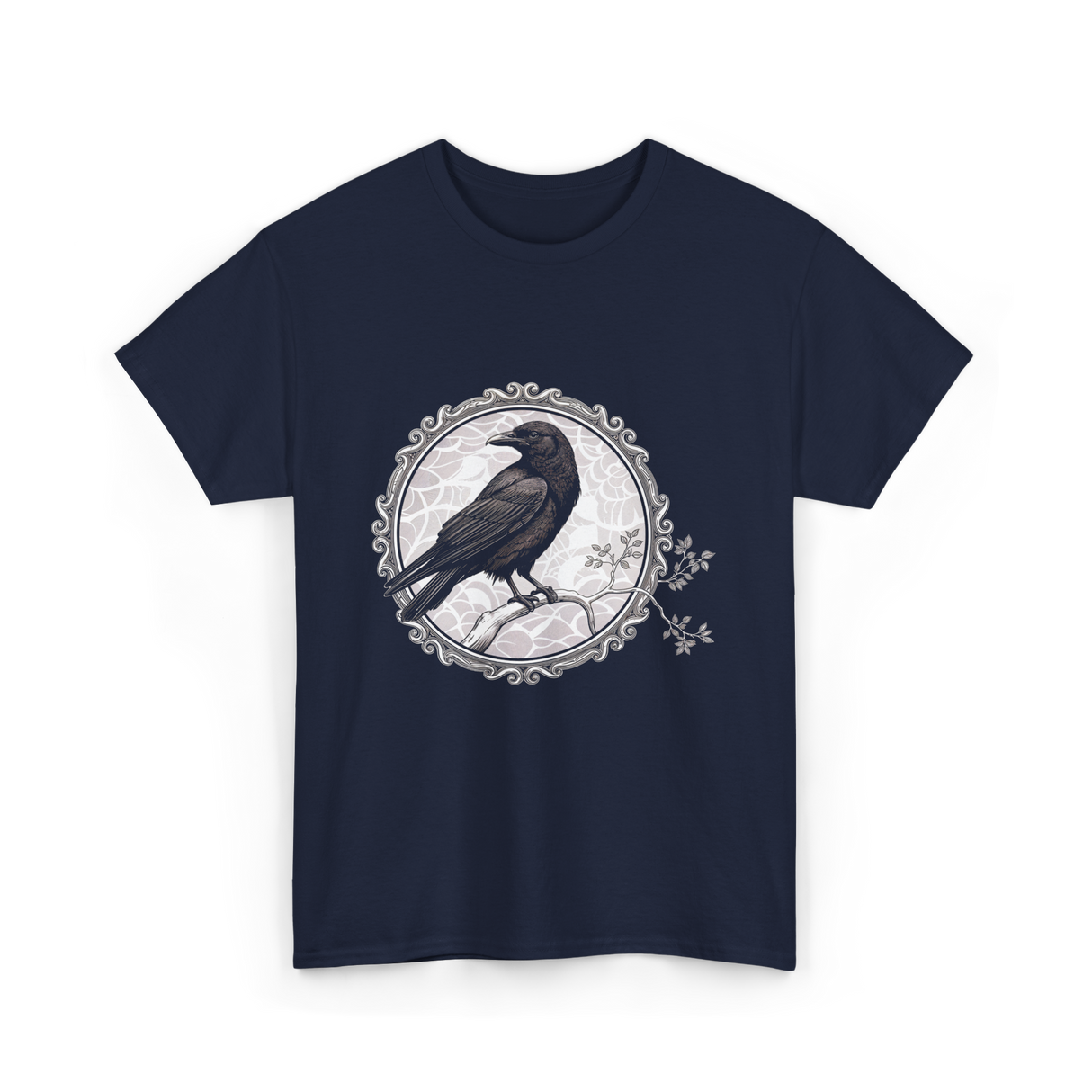 Raven Black Bird Art Raven T-Shirt - Navy