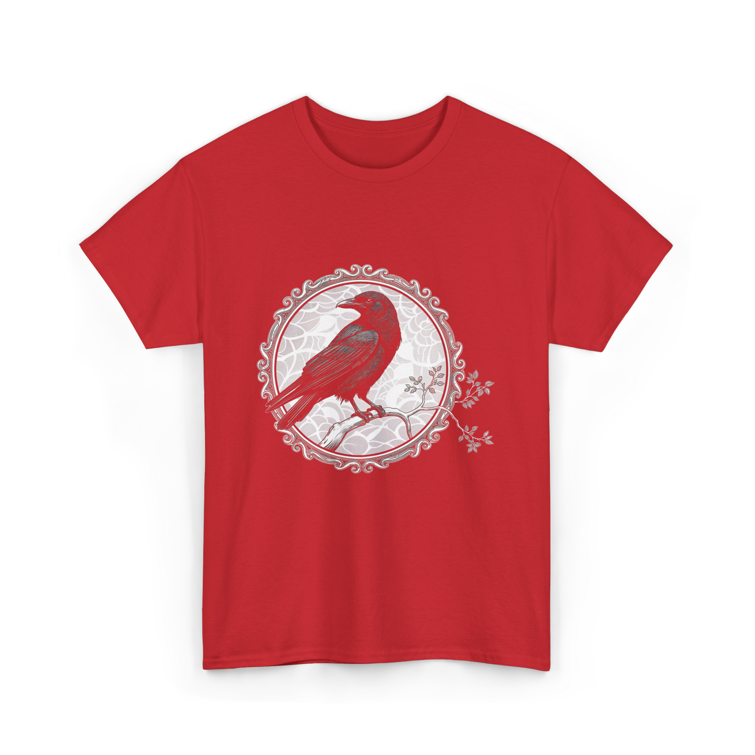Raven Black Bird Art Raven T-Shirt - Red