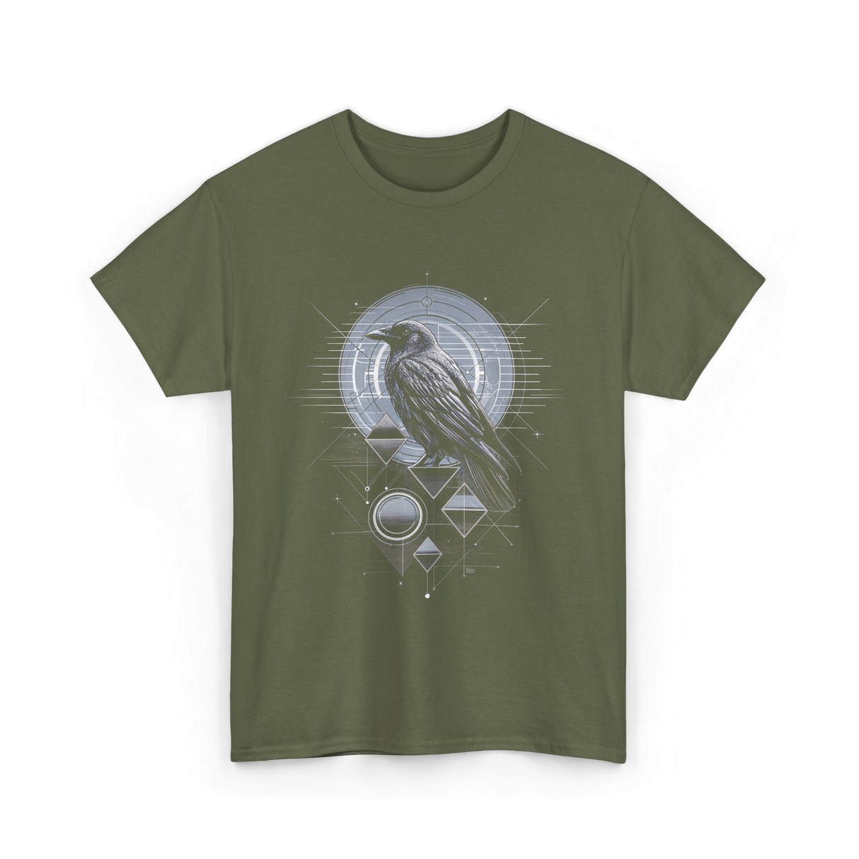 Raven Crow Dark Bird Mysticism T-Shirt - Military Green