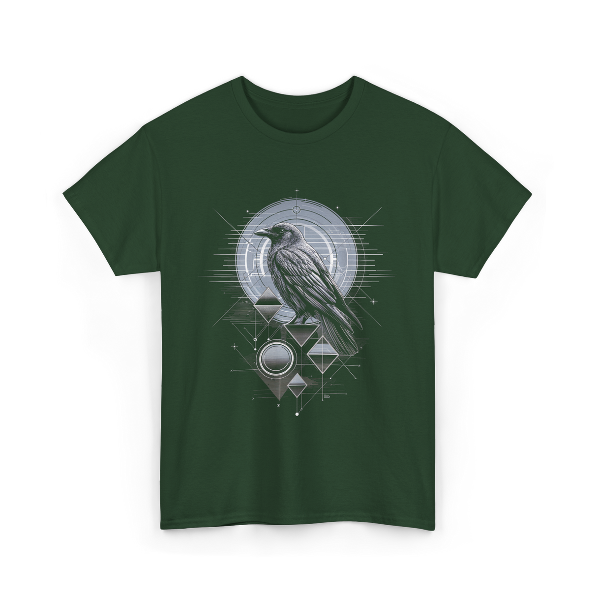 Raven Crow Dark Bird Mysticism T-Shirt - Forest Green