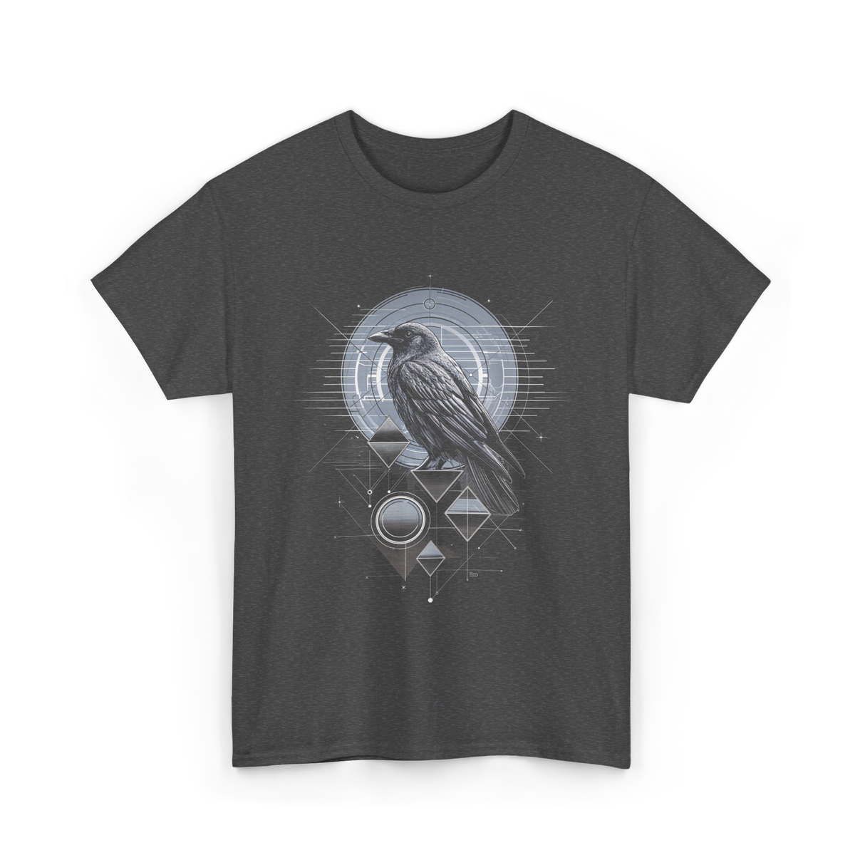 Raven Crow Dark Bird Mysticism T-Shirt - Dark Heather